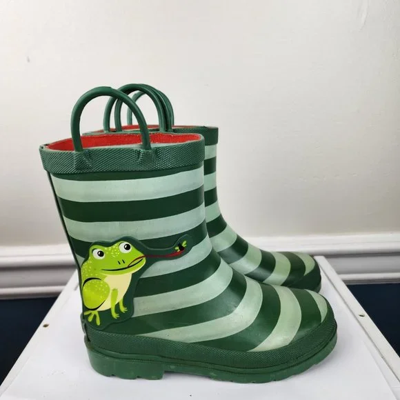 Lily & Dan Kids Green Frog Rain Boots Size 11/12 - Picture 2 of 7